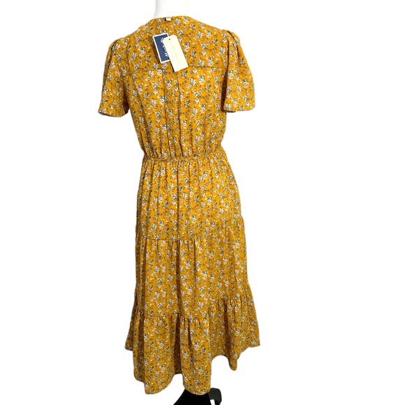 Monteau Yellow Floral Button-Up Midi Dress - Picture 4 of 5